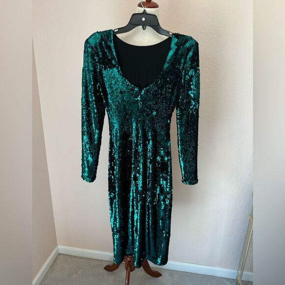 Dress The Population Natalie dress in emerald green sequins holiday cocktails XS - Picture 12 of 15